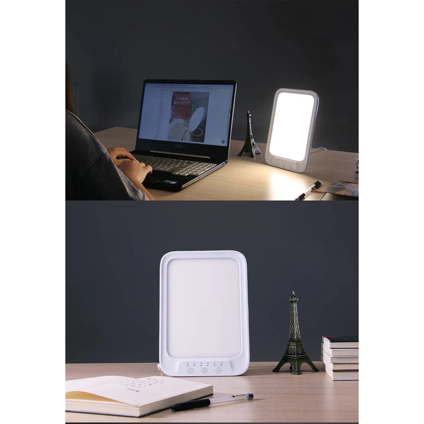 LED Daylight Lamp Cool & Warm Light Therapy Lamp Against Depression 3 Light Colours 5 Brightness Levels Touch Control Daylight