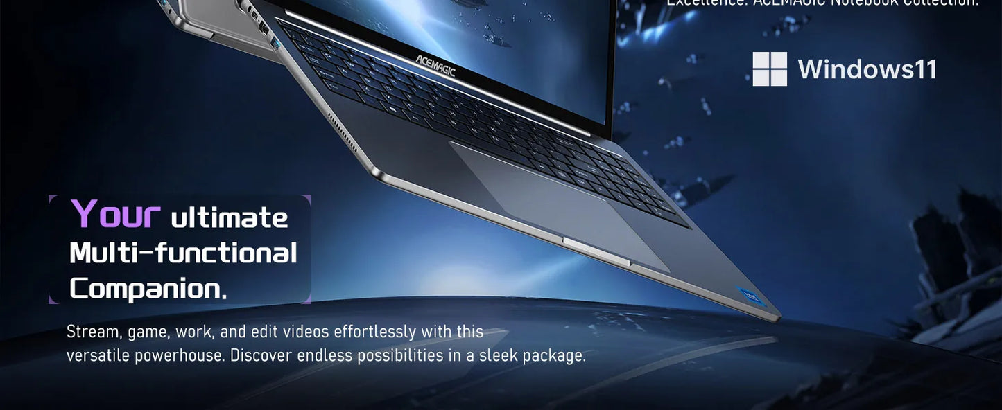 ACEMAGIC 16" Ultra Slim Laptop 16GB RAM 512GB SSD Intel N97 Notebook Gamer 1920*1080 Display Office Study Computer PC Windows 11