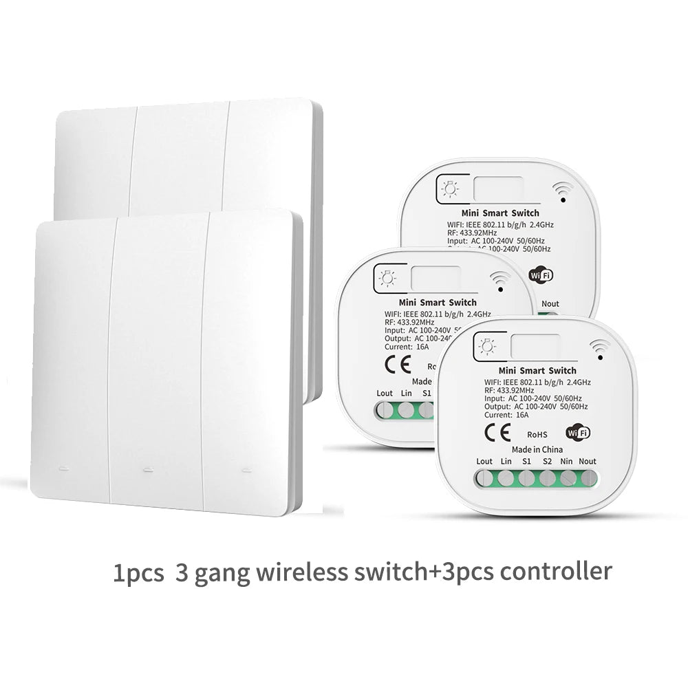 Tuya Smart Switch No Battery Required Push Button Panel Light Switches WiFi Wireless Remote Timing Relay Aleax Wall Switch