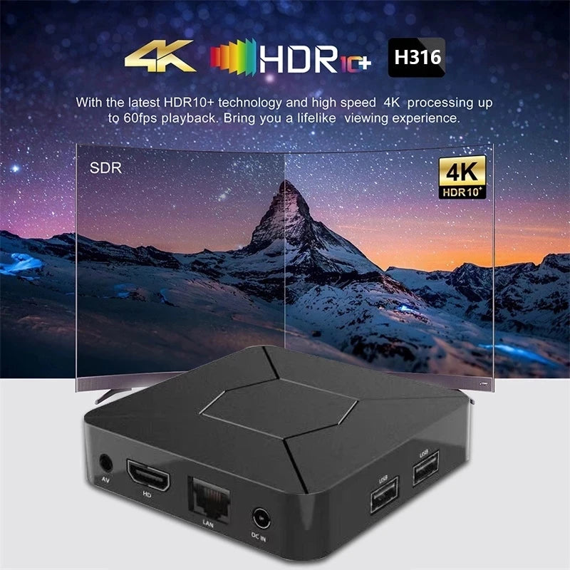2024 Hot Smart 4K HDR TVBox Allwinner H313 2.4G/5G WIFI Bluetooth Google Voice Assistant 2G8G 100M Android 10.0 Media Player BOX