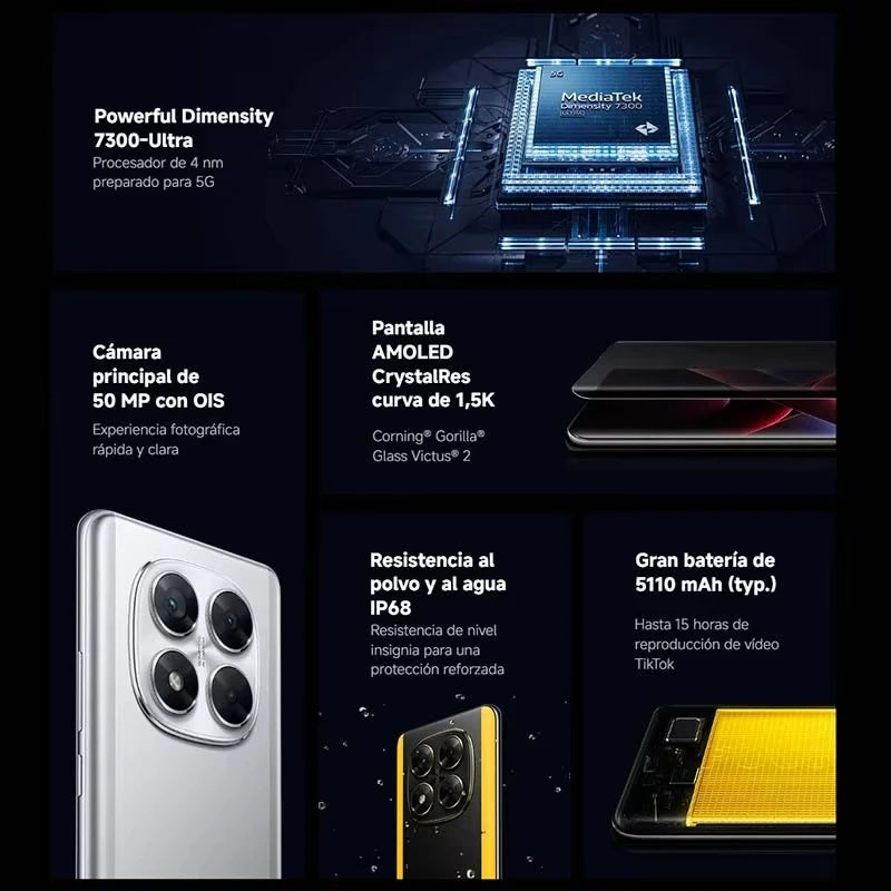 POCO X7 5G 8GB/256GB 12GB/512GB NFC Global Version Cellphone with EU Charger