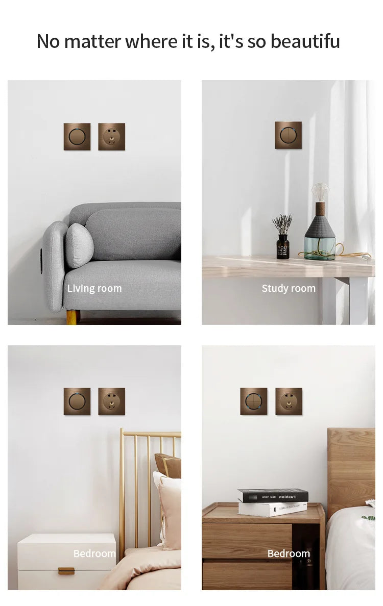 High quality coffee color universal Retro Eu FR 220V wall light switch,Reset button switch electrical socket with LED indicator
