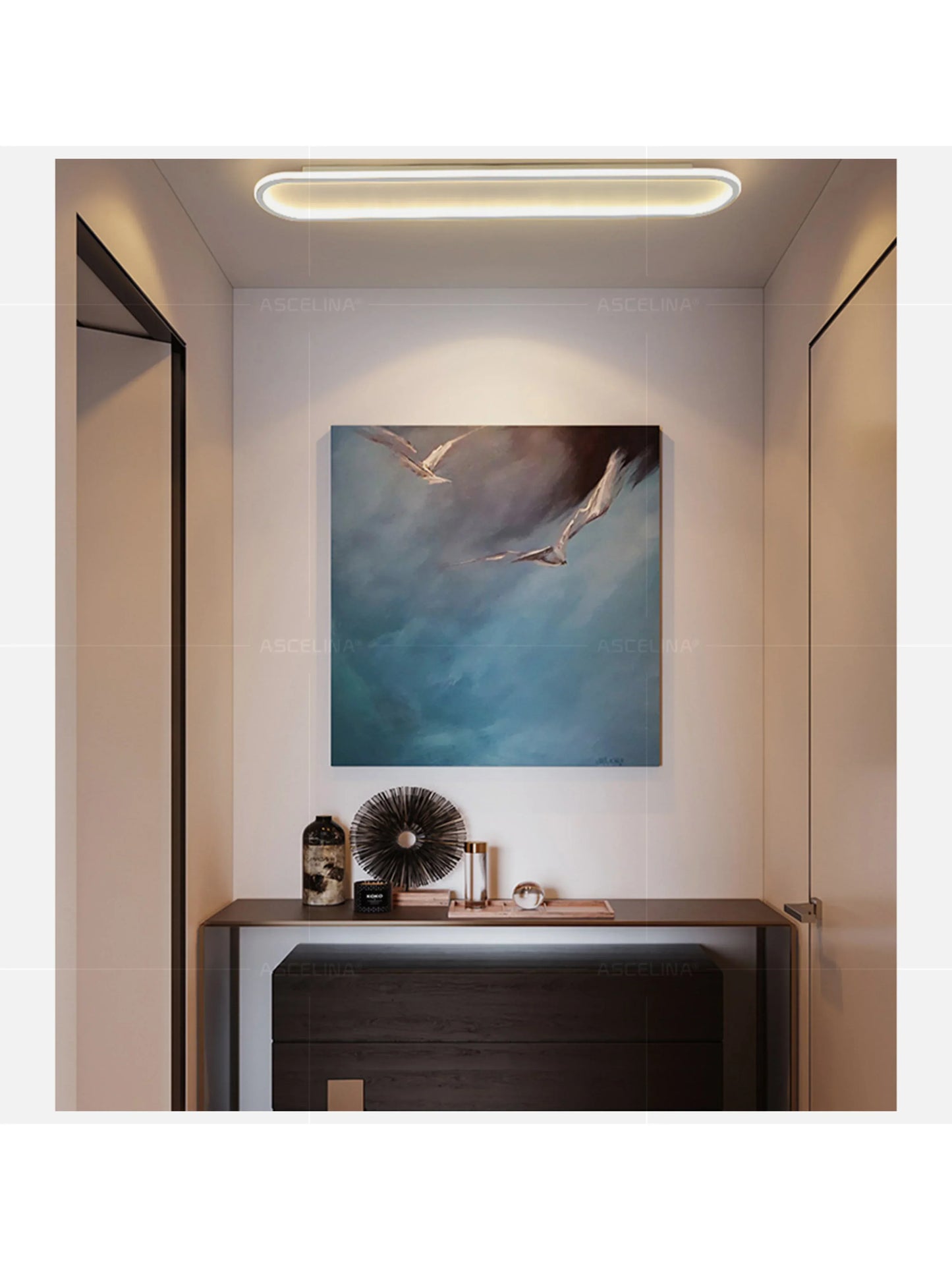 LED Modern Ceiling Light Oval Black Corridor 40/60/80CM Lamp For Bedroom Gallery Porch Living Room Hotel Indoor Lighting Fixture