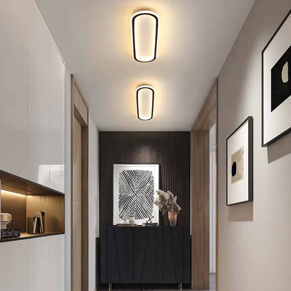 LED Modern Ceiling Light Oval Black Corridor 40/60/80CM Lamp For Bedroom Gallery Porch Living Room Hotel Indoor Lighting Fixture