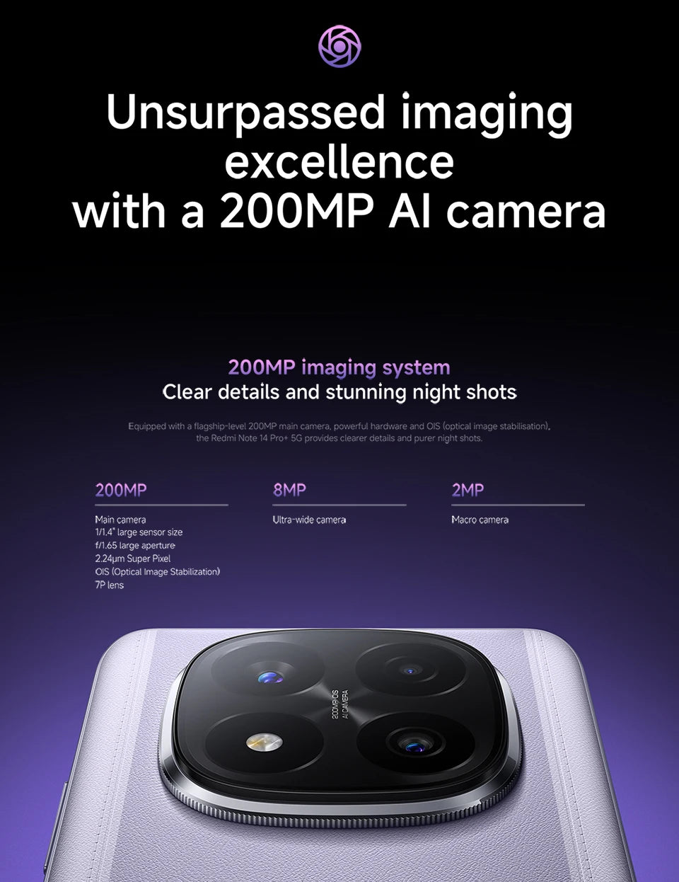 Xiaomi Redmi Note 14 Pro Plus 5G Smartphone Global Version Snapdragon 7s Gen 3 200MP OIS Camera 6.67" AMOLED Display 120W Charge