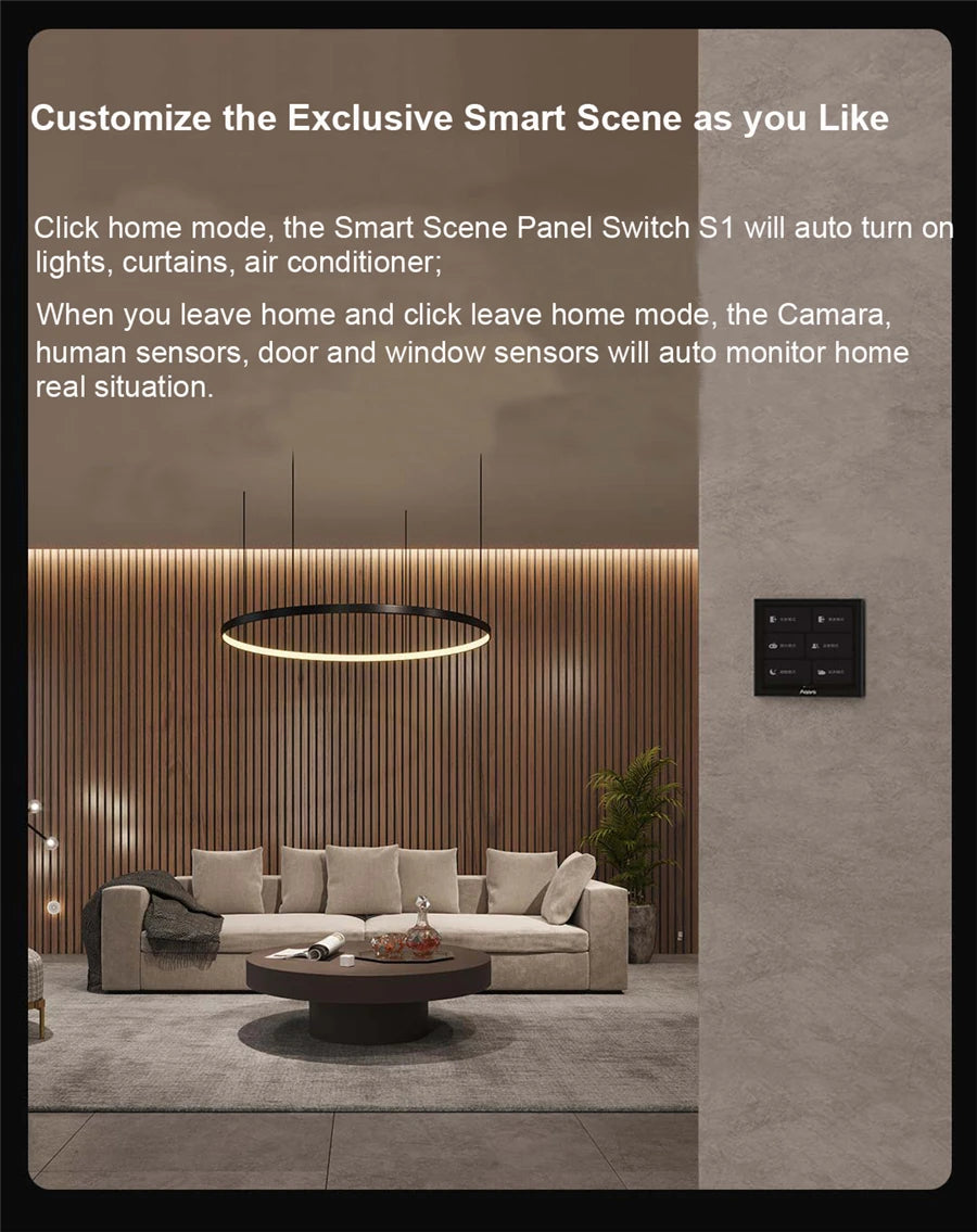 Aqara Smart Scene panel Switch S1 3.95 inch Touch Screen Voice Light Control AI Gesture Recognition For HomeK Aqara Home App