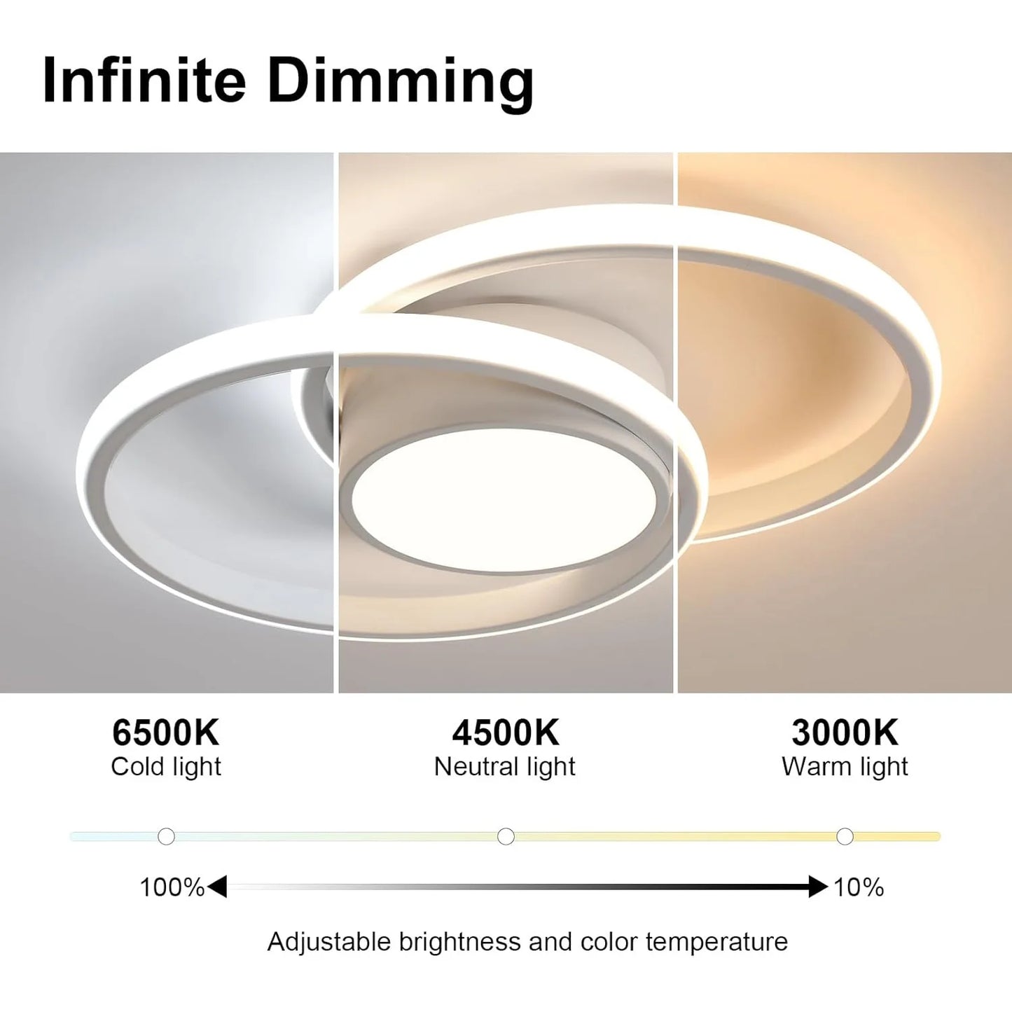 Dimmable LED Ceiling Light,Modern Ceiling Lamp with Remote Control 40W,Round Metal and Acrylic Ceiling LED Light(3000K-6500K)