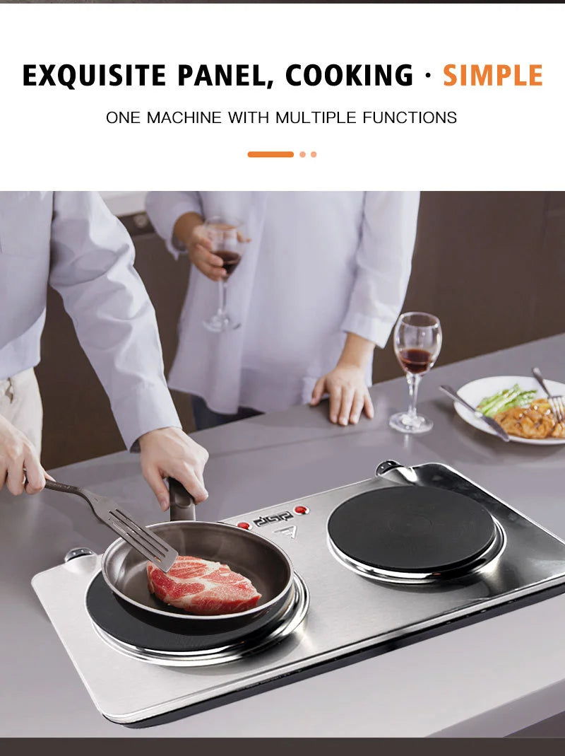 Houselin Double Induction Cooktop,Portable Induction Cooker with 2 Burner Independent Control,Ultrathin Body,1500W