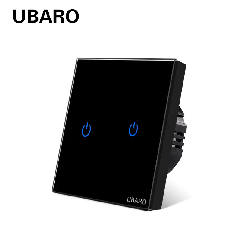 UBARO Eu Wall Touch Switch Luxury Glass Panel Led Indicator Power Light Sensor Button Live Wire Control Switches 1/2/3 Gang