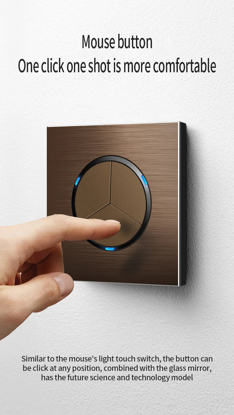 High quality coffee color universal Retro Eu FR 220V wall light switch,Reset button switch electrical socket with LED indicator
