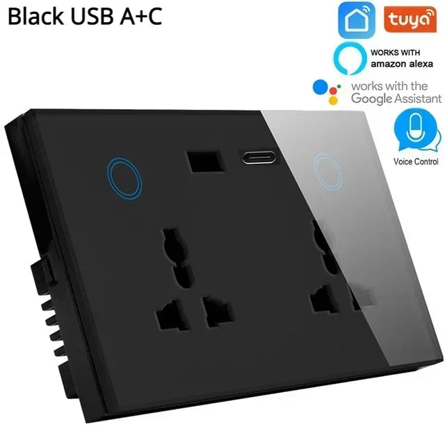Shawader Tuya Wifi Smart USB Type-C PD 20W Wall Socket Universal Electrical Plug Outlet Power Switch Wireless,Alexa Google Home