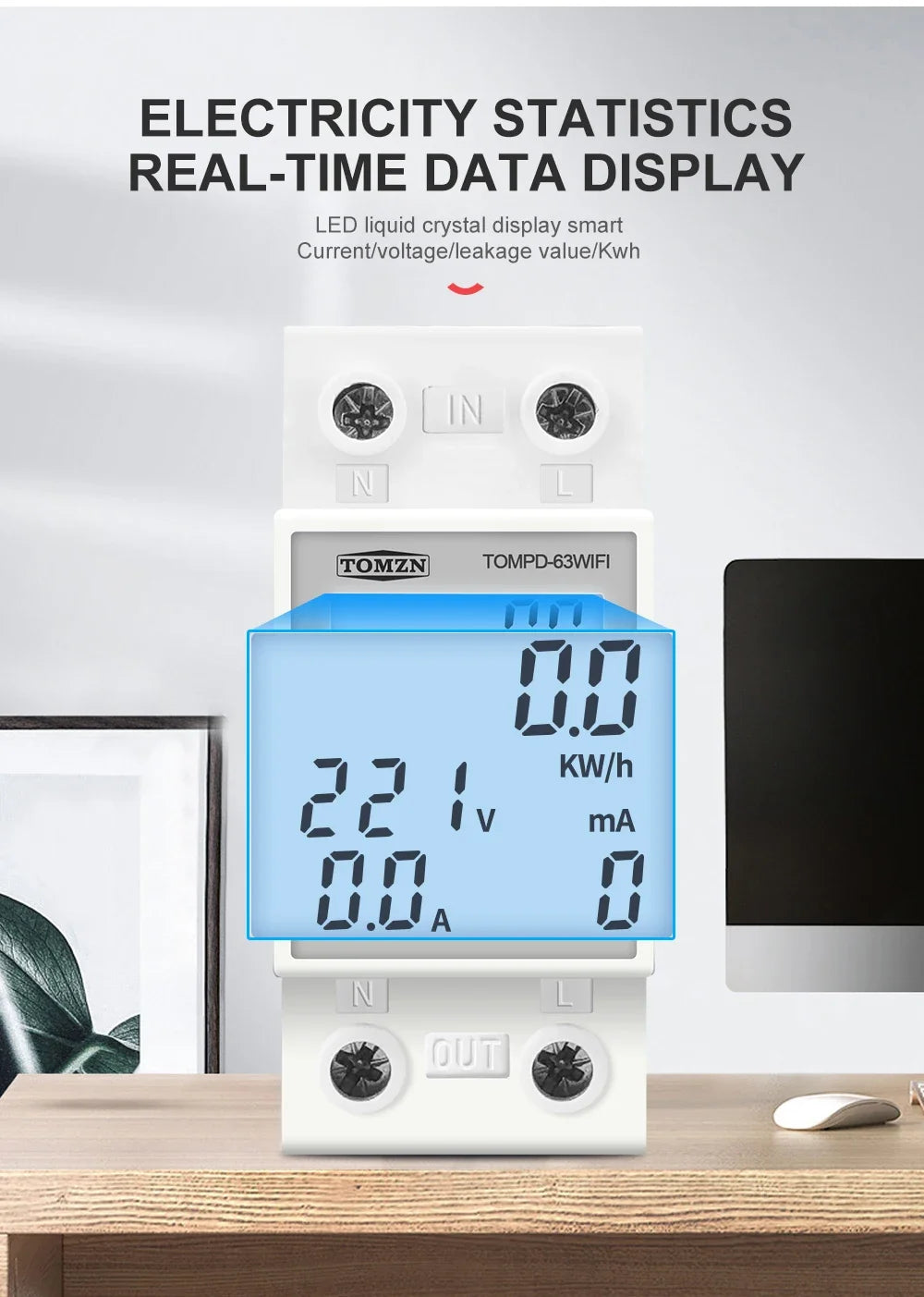TOMPD-63 WFI switch 63A smartlife TUYA Circuit breaker Energy Meter Metering Timer with voltage current and leakage protection
