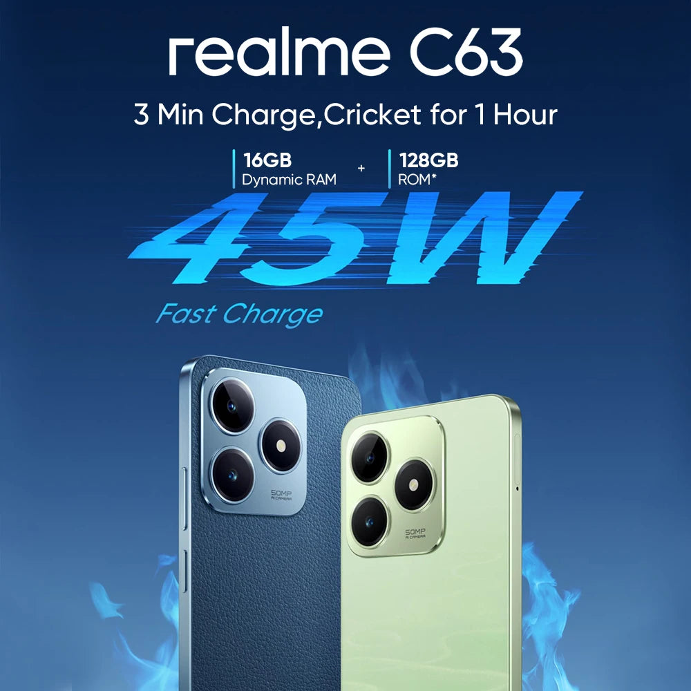 realme C63 8+256GB 6,75'' 90Hz Eye Comfort Display 50MP AI Camera 5000mAh Battery 45W Fast Charge
