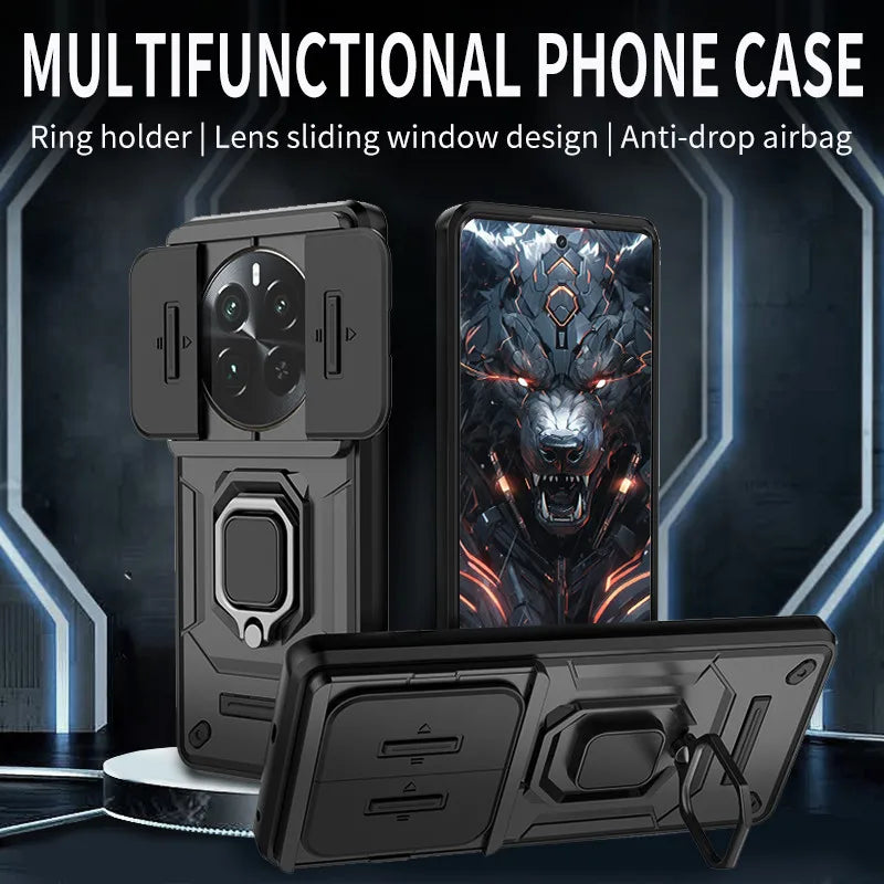 For Realme 12 Pro Plus Cover Realme 12 Pro+ Case 6.7 inch Lens Sliding Window Protector Armor Shockproof Holder Magnetic Bumper