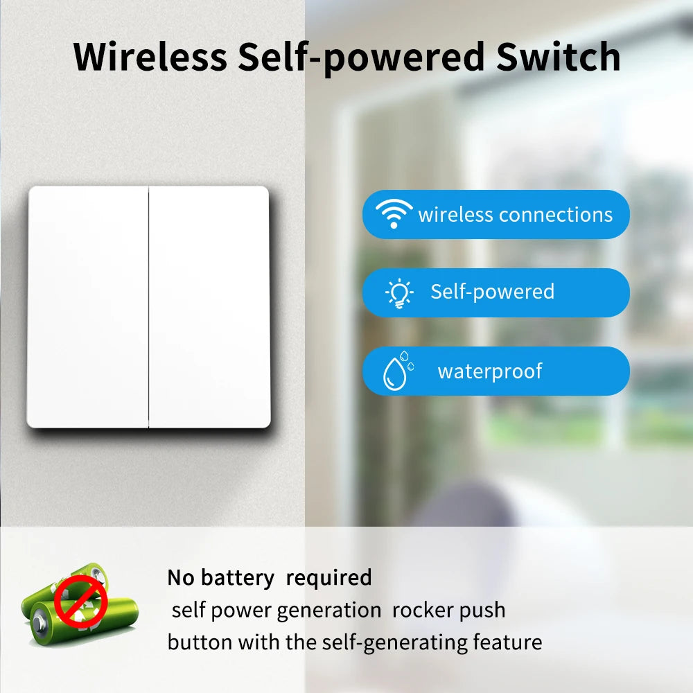 Tuya Smart Switch No Battery Required Push Button Panel Light Switches WiFi Wireless Remote Timing Relay Aleax Wall Switch