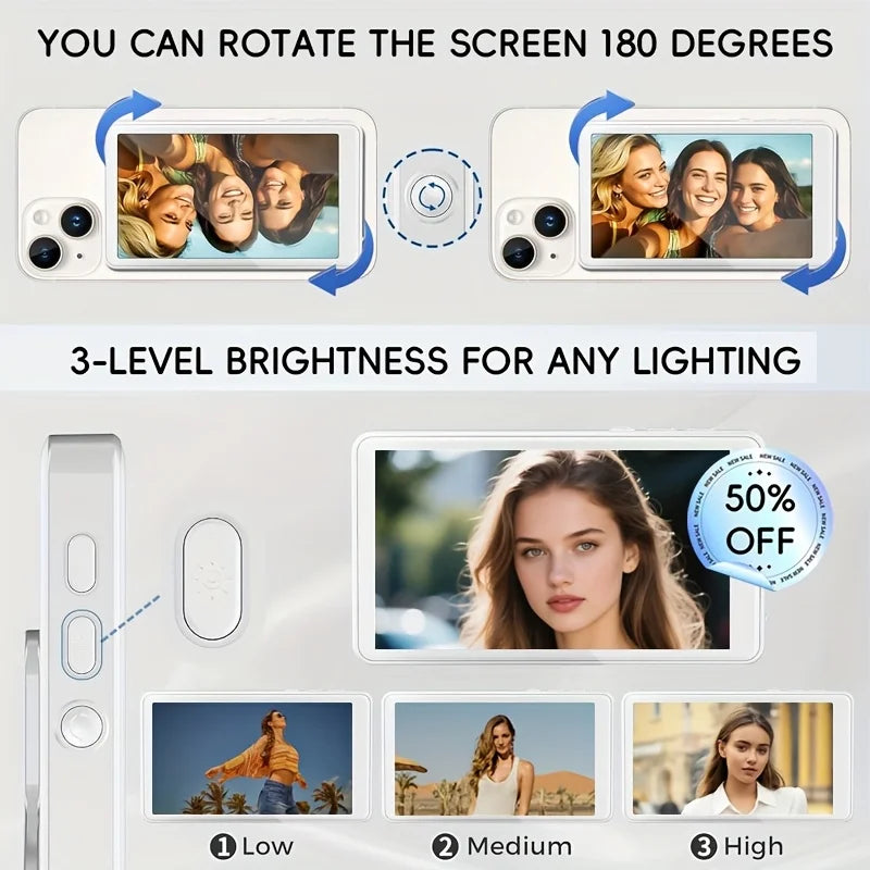 Smartphone Wireless Magnetic Selfie Monitor Screen iPhone Android Phone Vlog Live Video Recording Outdoor Selfie Assistance