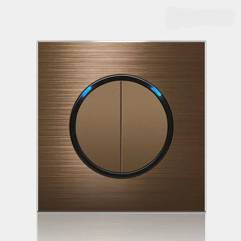 High quality coffee color universal Retro Eu FR 220V wall light switch,Reset button switch electrical socket with LED indicator
