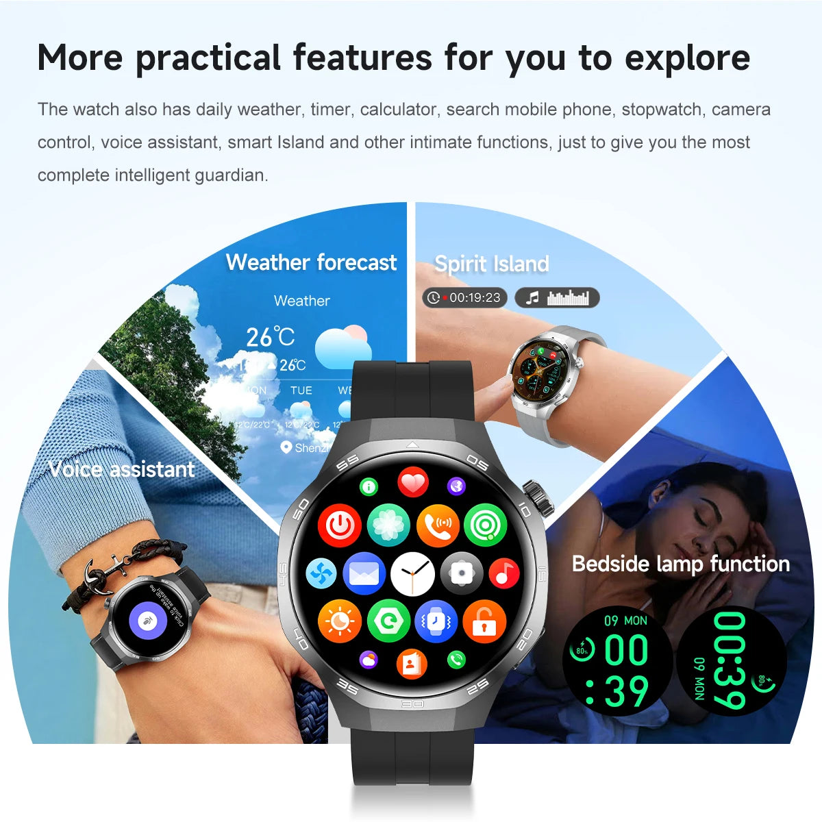 New Smartwatch For Huawei GT5 Men Outdoor Sports Compass Bluetooth Talk NFC Heart Rate GPS Track Weather Waterproof Smart watch