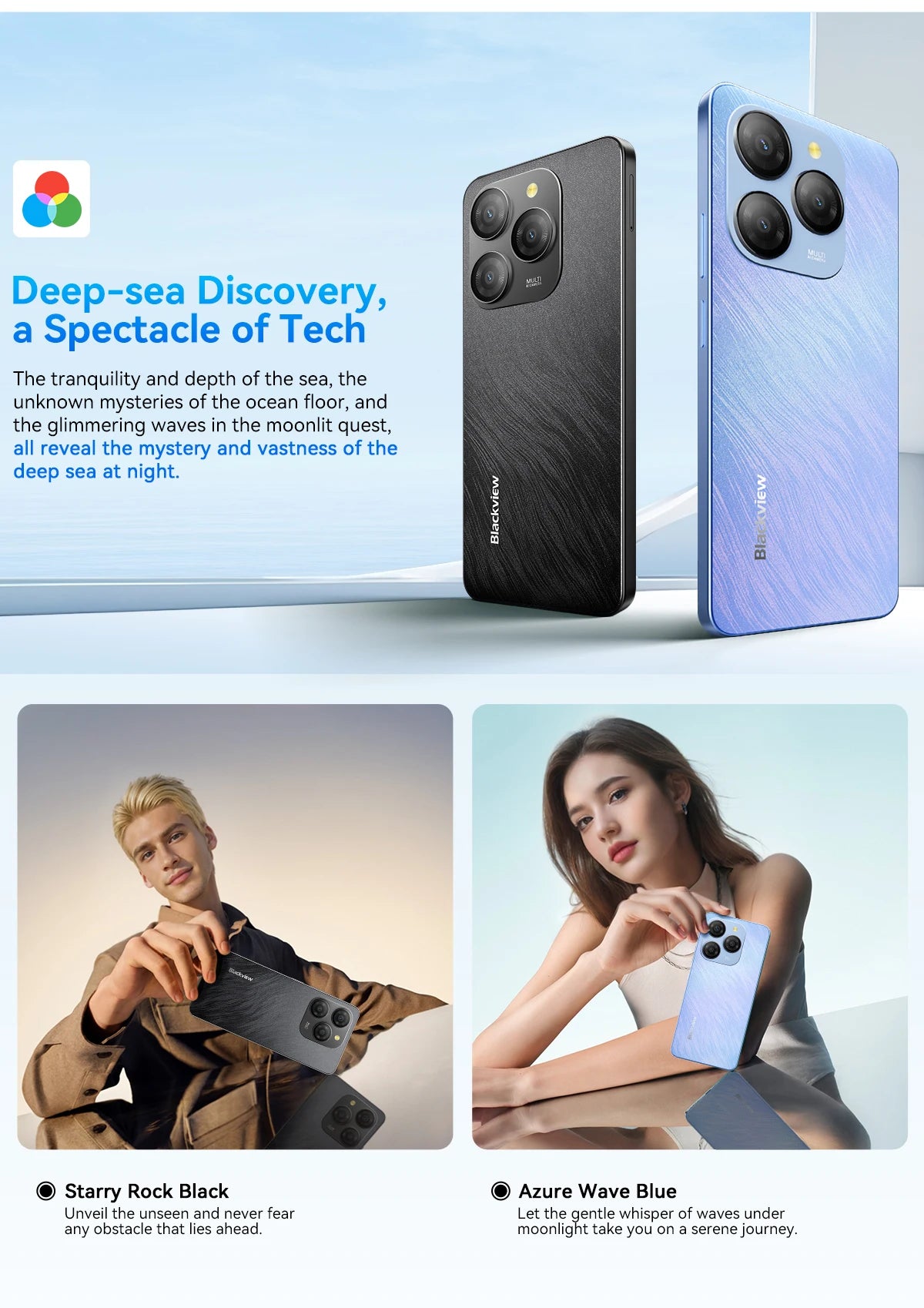 Blackview SHARK 9 5G Smartphone Android 14, T820, 8GB+256GB 6.67'' Unclock Mobile Phone, 50MP Cameras, NFC Cellphone, No Charger