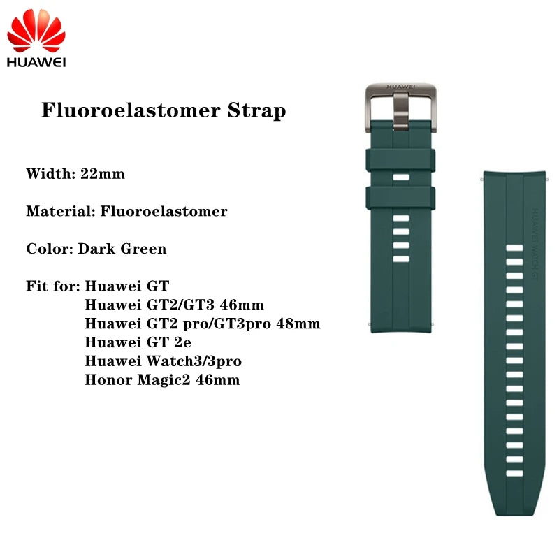 Original Huawei GT2 46mm FKM Rubber Watch Band 22mm Huawei Genuine Leather strap GT Stainless Steel Milanese Wacth Strap