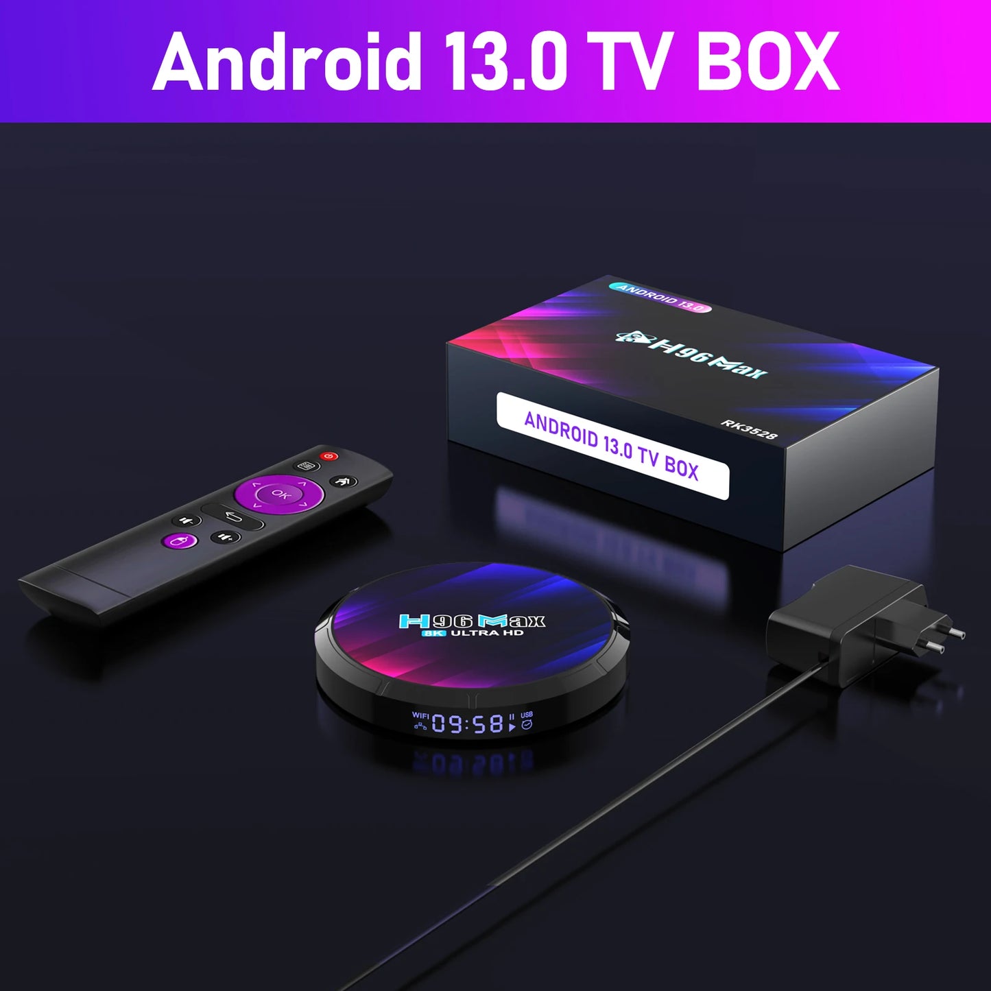 H96MAX RK3528 Android 13.0 TV Box Support 2.4G/5.8G WiFi6 BT5.0 4K Video Set Top TV Box Decode And Play 8K