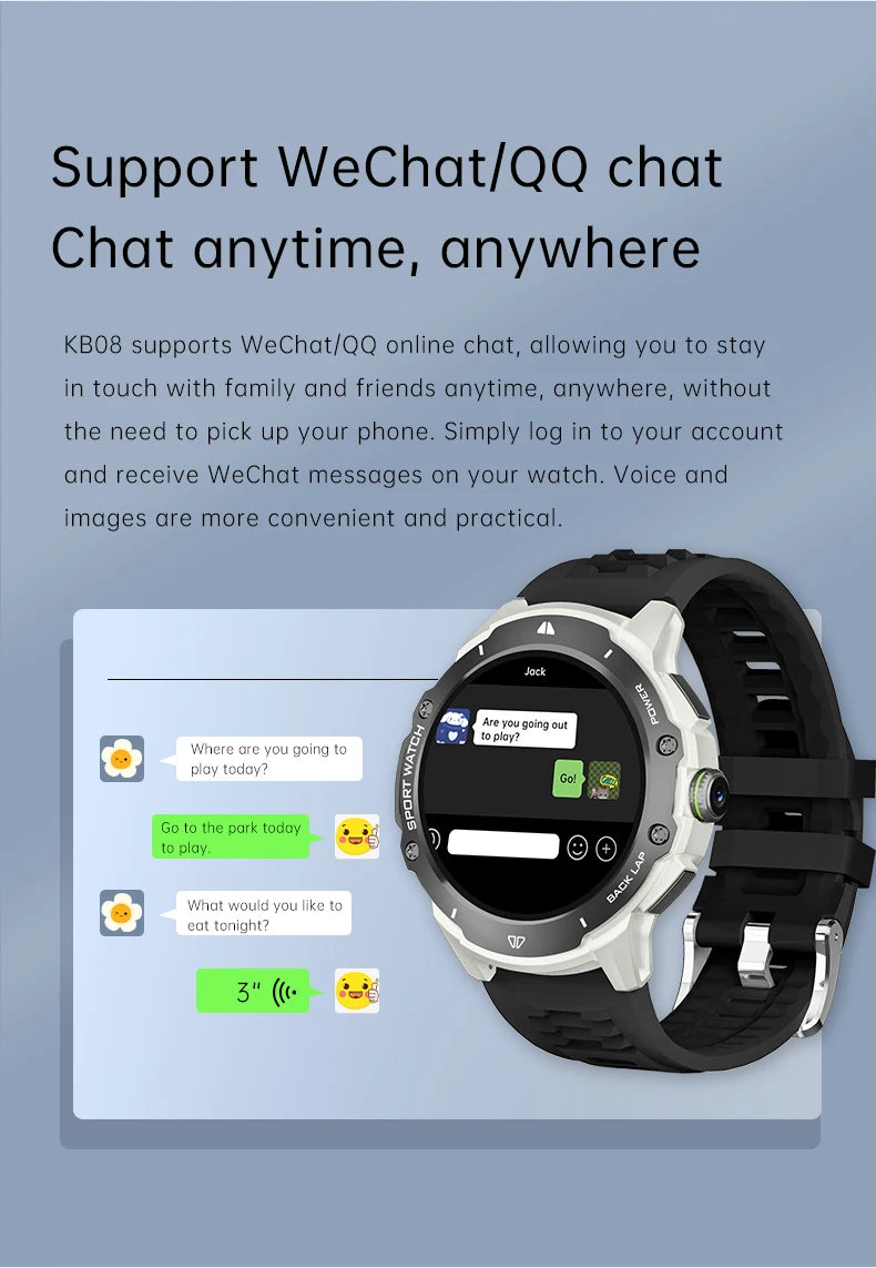 8+128GB Smart Watch 4G Network SIM Card 1.43''AMOLED 200W Camera with GPS Wifi Google Play 466*466 Screen Android for Men Women