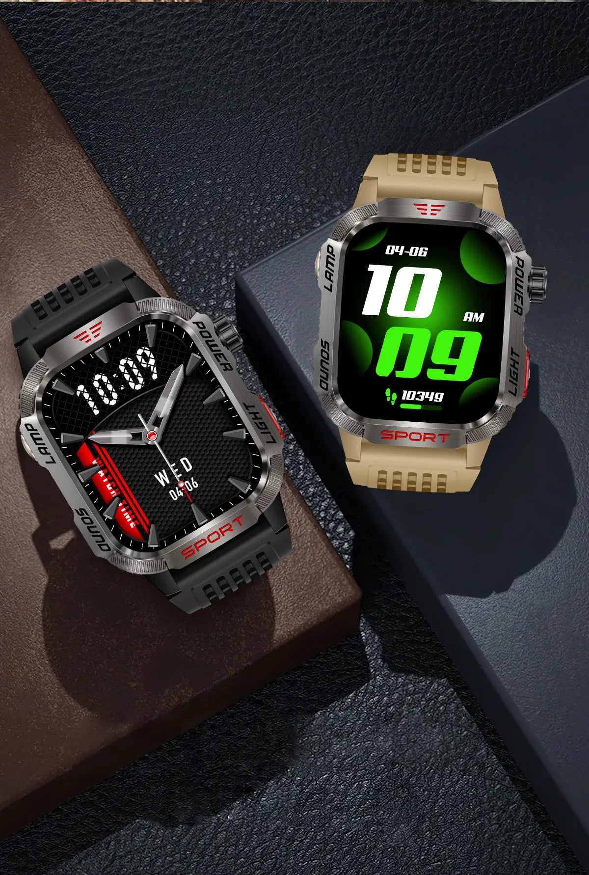 New Military Sports Smartwatch Men Flashlight Compass Altitude Pressure Fitness Waterproof Bluetooth Talk Check Bill Smartwatch