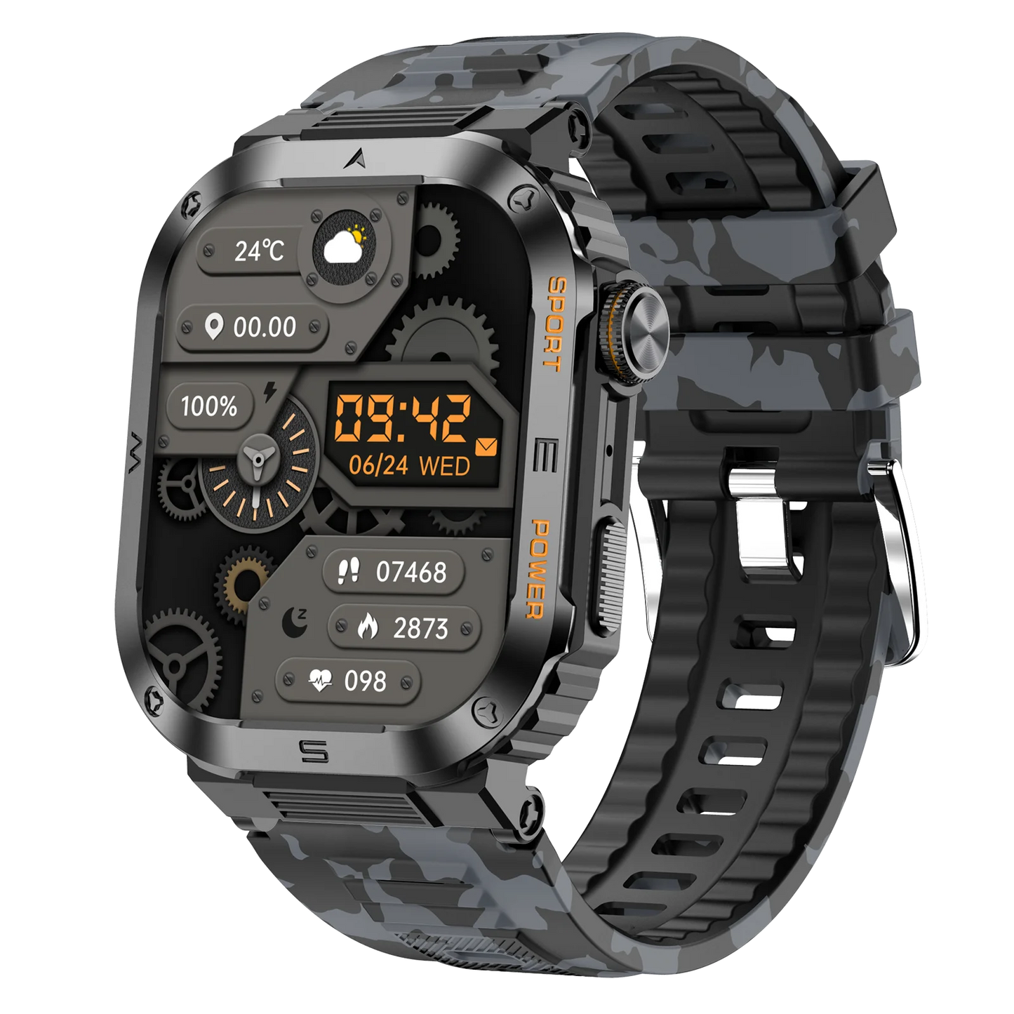 Rugged And Durable Military Smart Watch Ip68 Waterproof 2.01'' HD Display Bluetooth Voice Smart Watch For Android IOS XIAOMI