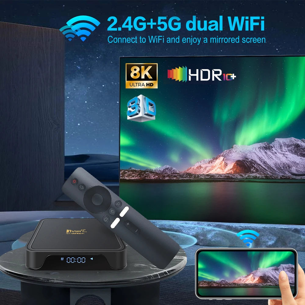TV98 Pro TV Box Android 14 Support HD 8K4K Video 5G Dual Wifi BT5.2 Voice Remote Control Player Allwinner H313 Smart TV Box iptv
