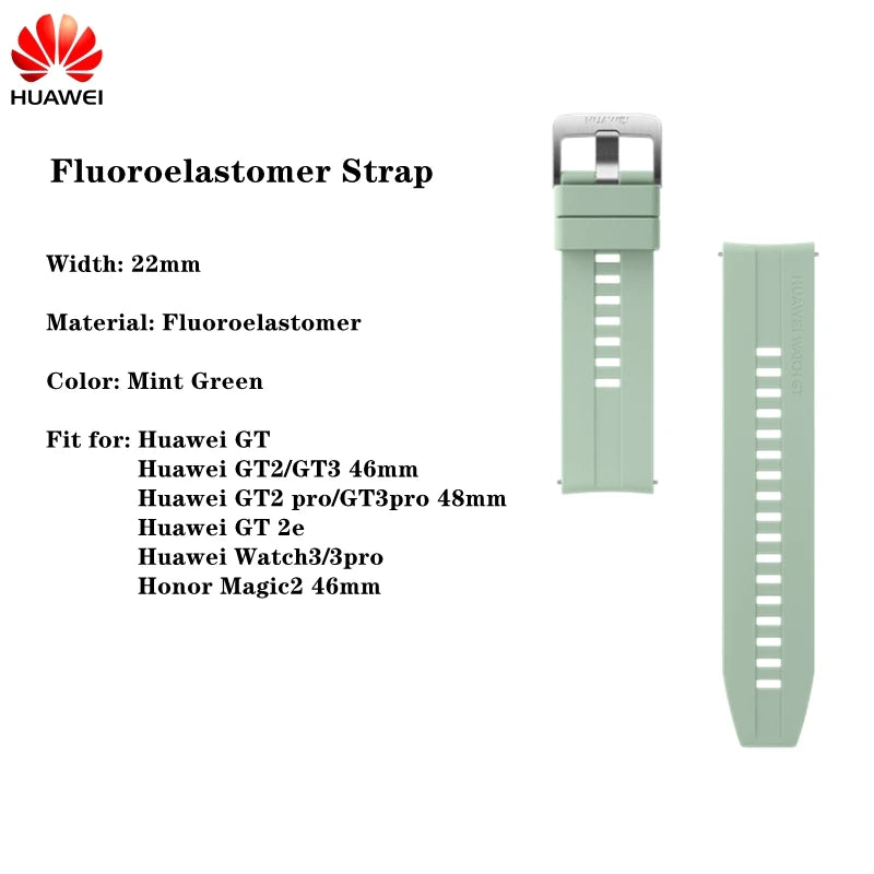 Original Huawei GT2 46mm FKM Rubber Watch Band 22mm Huawei Genuine Leather strap GT Stainless Steel Milanese Wacth Strap