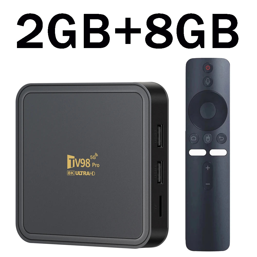 TV98 Pro TV Box Android 14 Support HD 8K4K Video 5G Dual Wifi BT5.2 Voice Remote Control Player Allwinner H313 Smart TV Box iptv