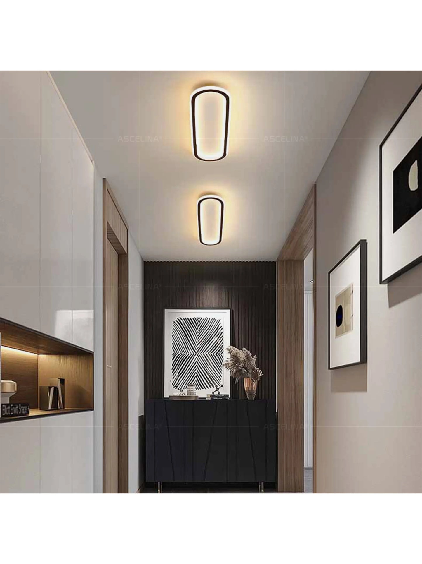 LED Modern Ceiling Light Oval Black Corridor 40/60/80CM Lamp For Bedroom Gallery Porch Living Room Hotel Indoor Lighting Fixture