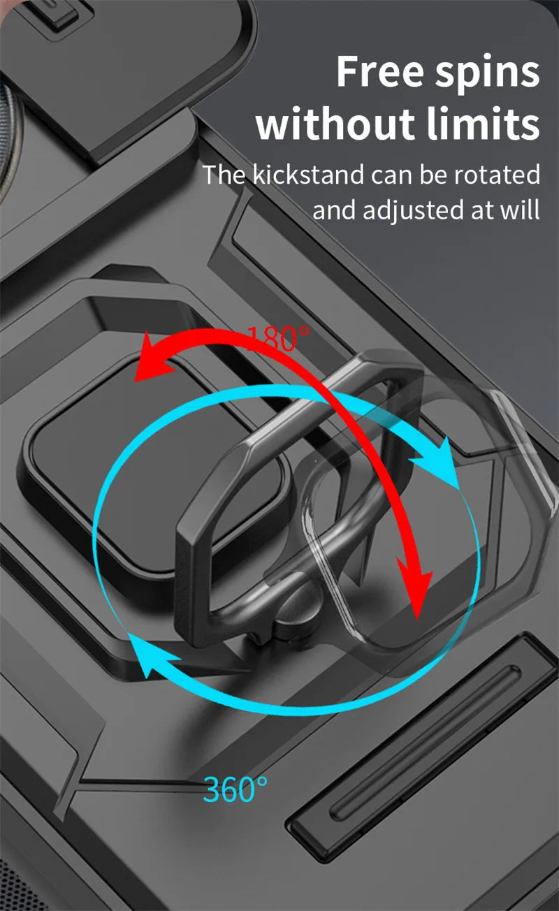 For Realme 12 Pro Plus Cover Realme 12 Pro+ Case 6.7 inch Lens Sliding Window Protector Armor Shockproof Holder Magnetic Bumper