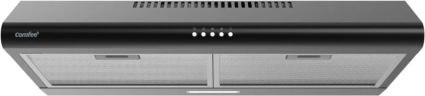 Range Hood 30inch,Under Cabinet Ducted/Ductless Convertible Slim Vent Hood,Stainless Steel,3 Speed Exhaust Fan and 2 LED Lights