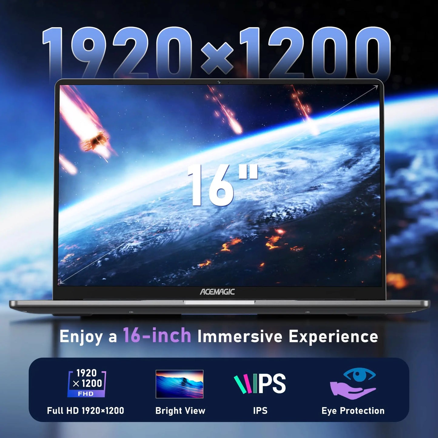 ACEMAGIC 16" Ultra Slim Laptop 16GB RAM 512GB SSD Intel N97 Notebook Gamer 1920*1080 Display Office Study Computer PC Windows 11