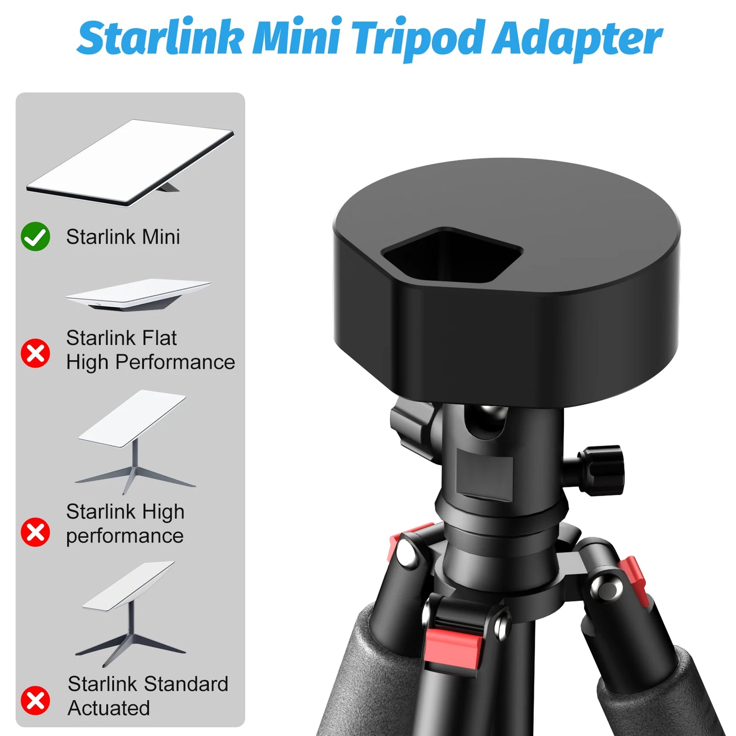 Starlink Mini Tripod Adapter with Ball Head - Aluminum Alloy Adapter Compatible with Starlink Mini 1/4"-20 and 3/8"-16 Adapters