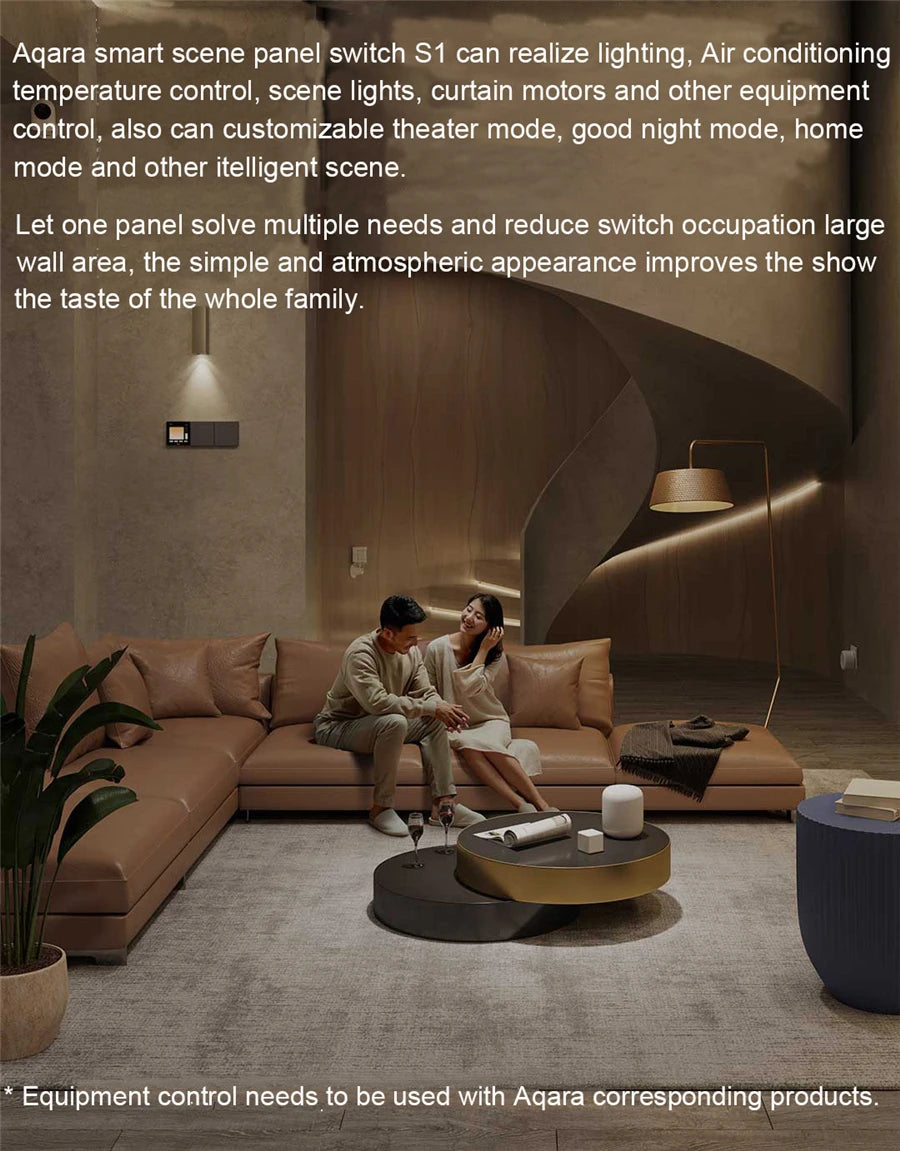 Aqara Smart Scene panel Switch S1 3.95 inch Touch Screen Voice Light Control AI Gesture Recognition For HomeK Aqara Home App