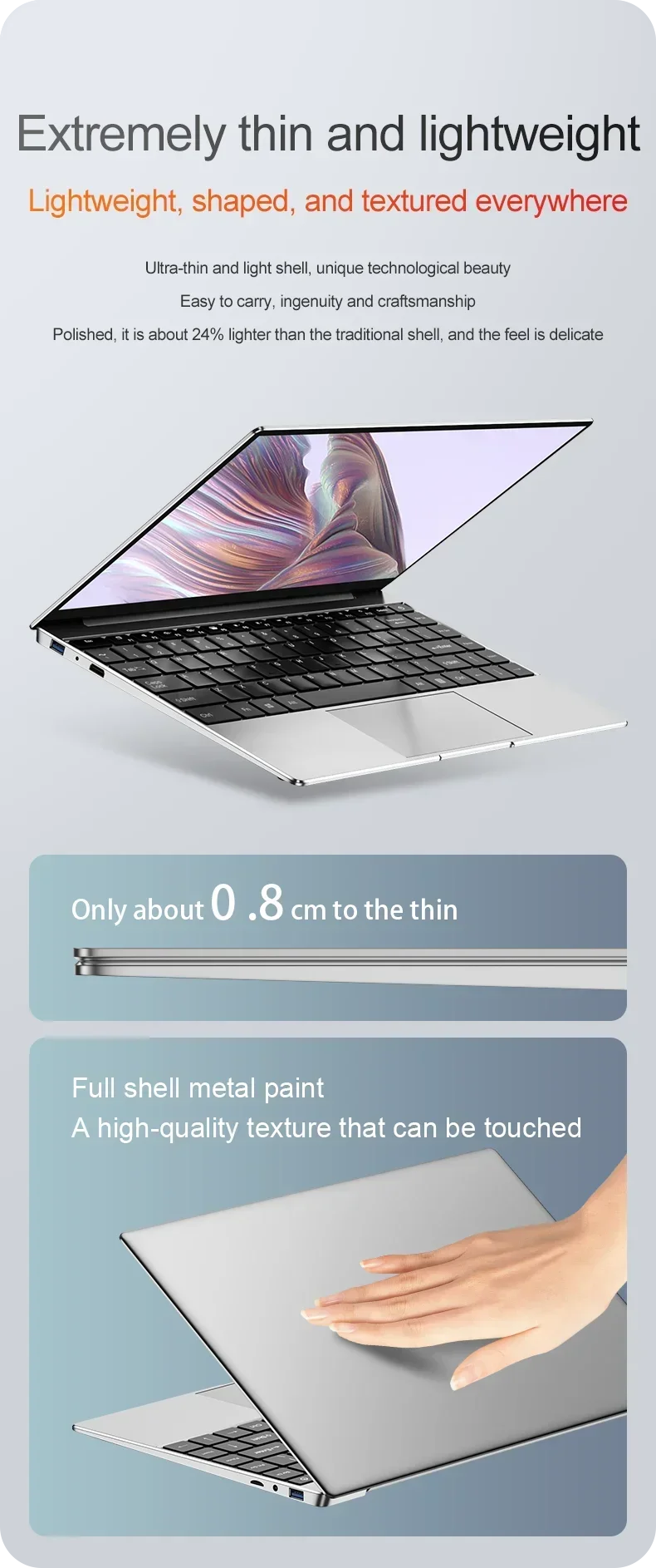 14.1" Ultra Slim Laptop 16GB RAM 2TB SSD Intel N3700 Notebook Gamer 1920*1080 Display Office Study Computer PC Windows 11 Pro