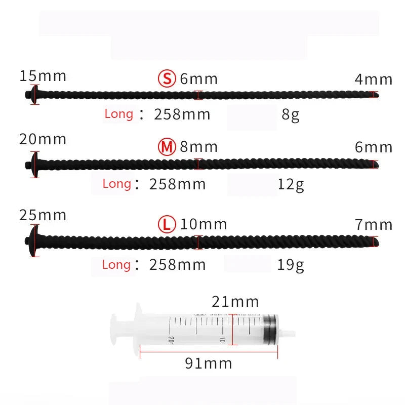 Spray/Washing With Syringe Silicone Long Penis Plug Threaded Urethral Sound Ejaculation Delay Toy For Man Gay Urethra Masturbate