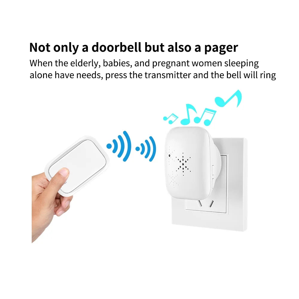 Lunzo No Battery Self Powered Wireless Doorbell US/UK/EU Plug 38 Ringtones Outdoor Waterproof 150m Range Kinetic Door Bell