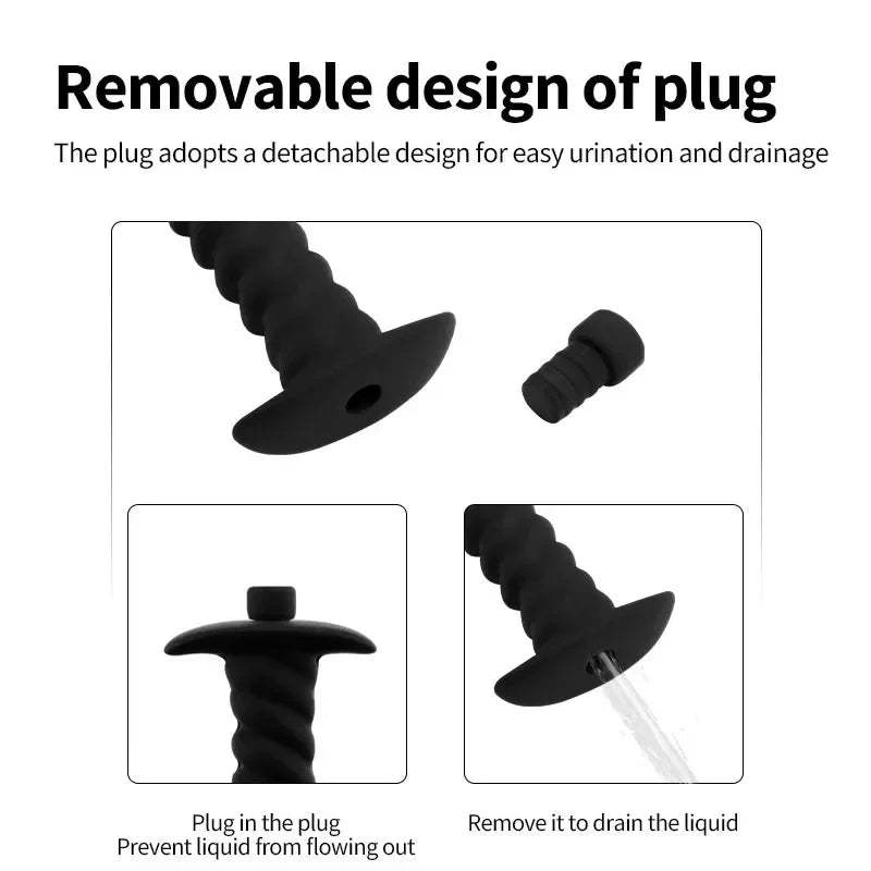 Spray/Washing With Syringe Silicone Long Penis Plug Threaded Urethral Sound Ejaculation Delay Toy For Man Gay Urethra Masturbate
