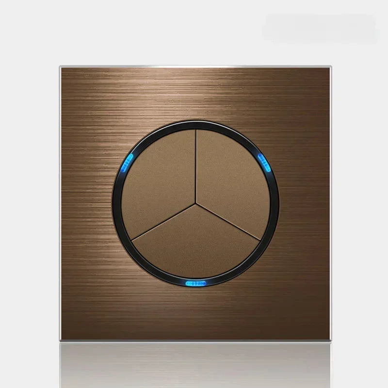 High quality coffee color universal Retro Eu FR 220V wall light switch,Reset button switch electrical socket with LED indicator