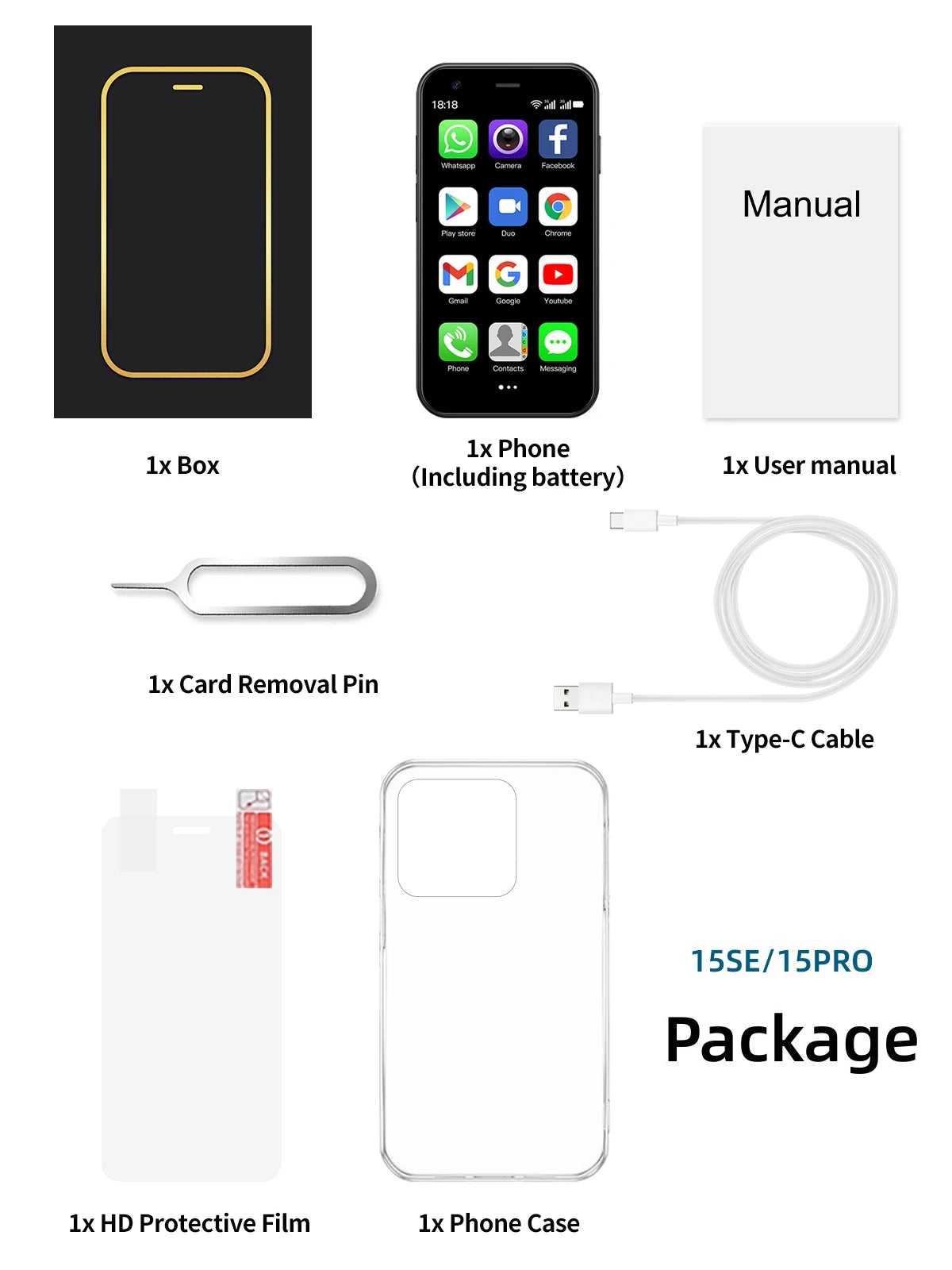 SERVO 15SE Small Smartphone 2 SIM WCDMA Android 8.1 RAM 2GB ROM 16GB GPS WIFI 3.0" Screen Mini Portable Mobile Phone Cheap Price