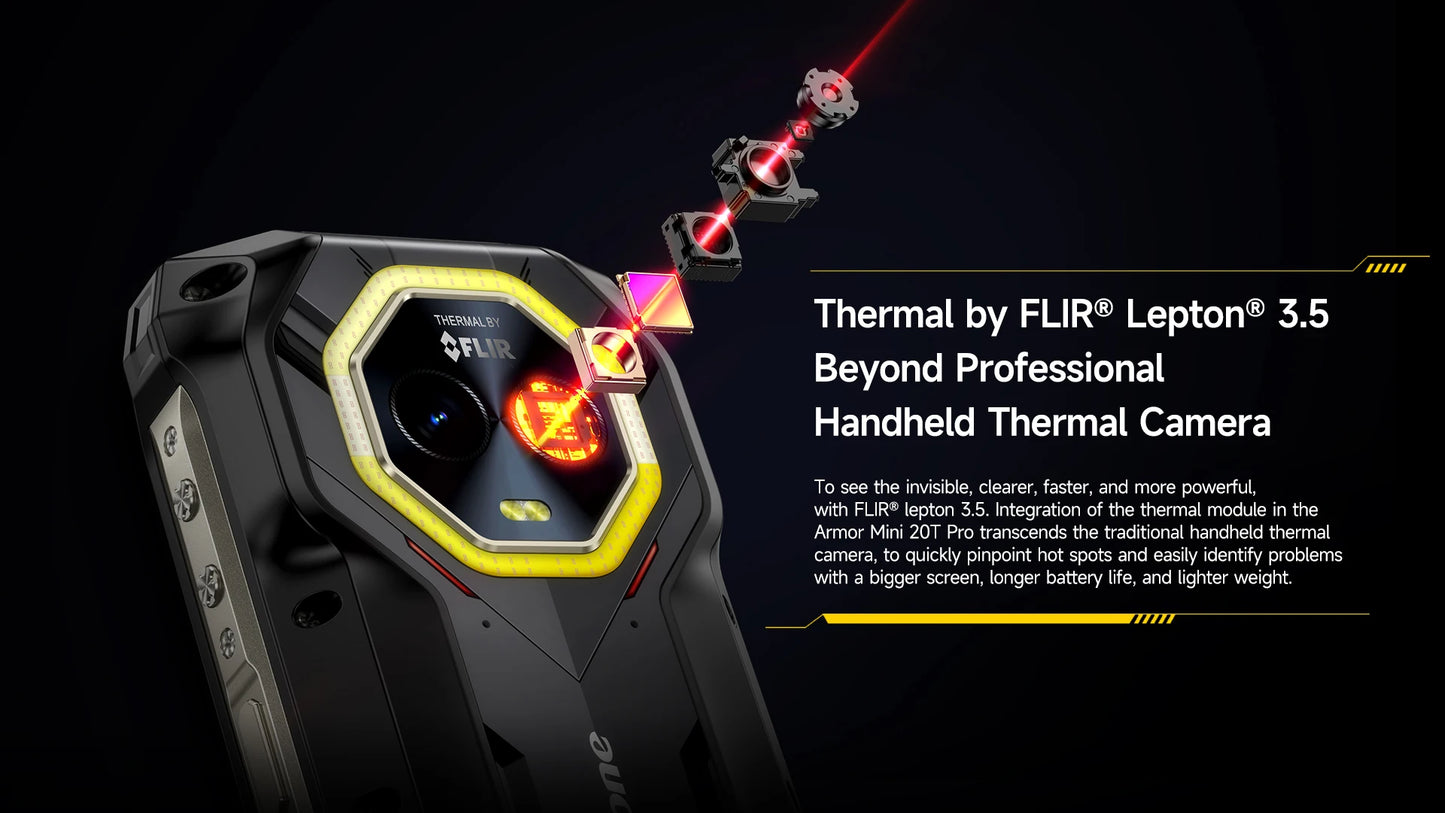Ulefone Armor Mini 20T Pro 5G Rugged Thermal lmaging By FLIR® 16GB+256GB 4.7" Display LED Light Android 14 6200mAh 33W Global