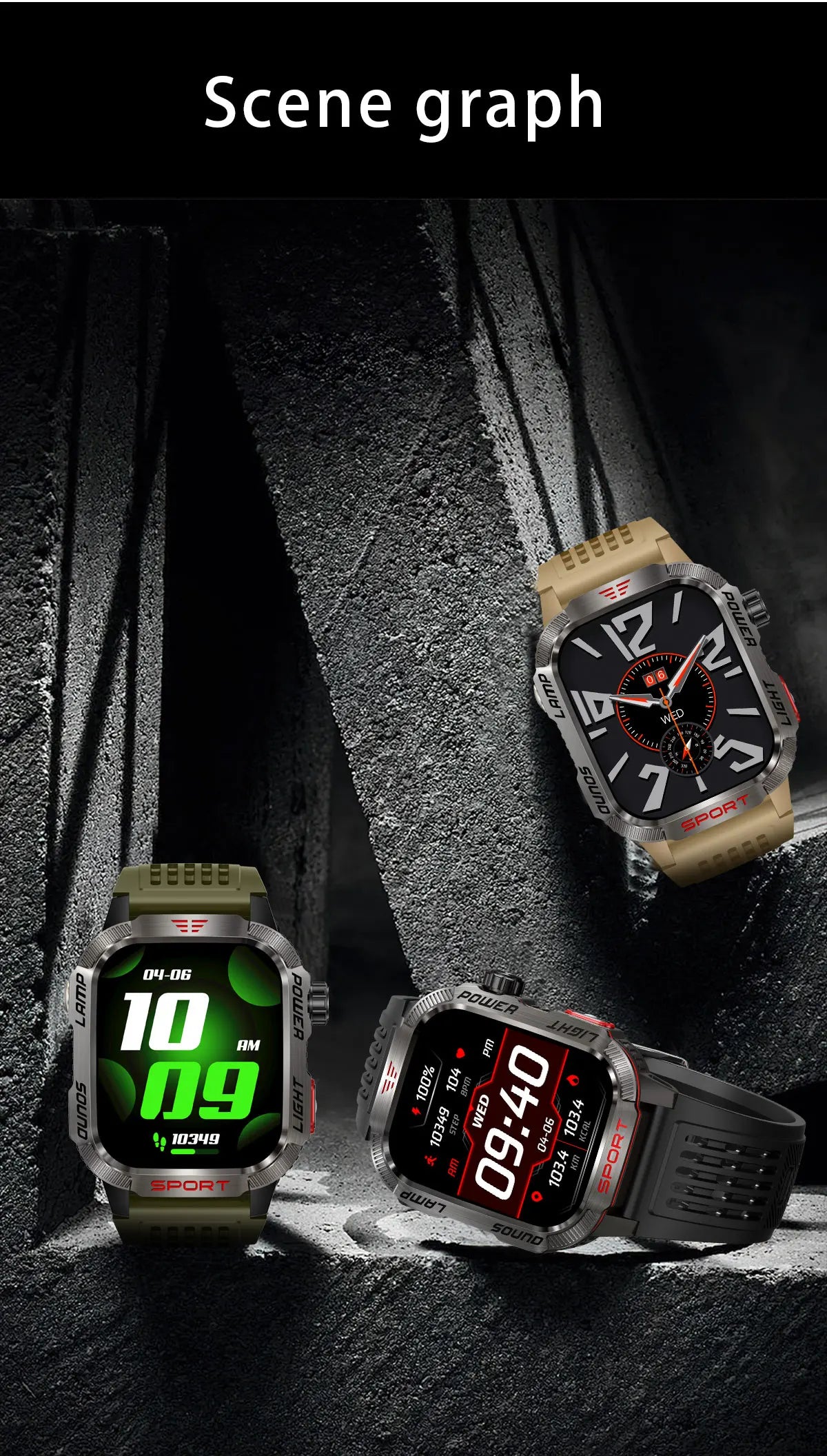 New Military Sports Smartwatch Men Flashlight Compass Altitude Pressure Fitness Waterproof Bluetooth Talk Check Bill Smartwatch