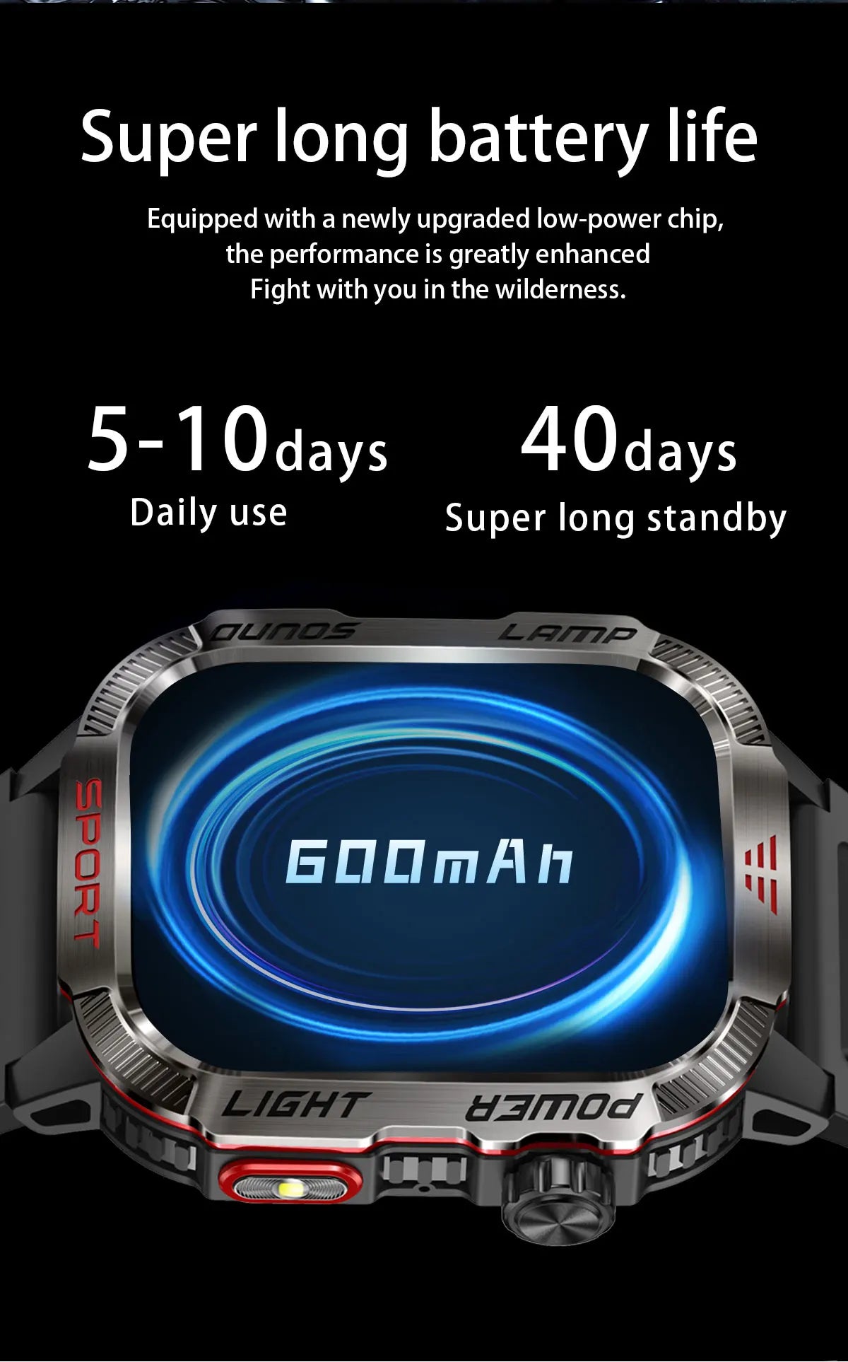 New Military Sports Smartwatch Men Flashlight Compass Altitude Pressure Fitness Waterproof Bluetooth Talk Check Bill Smartwatch