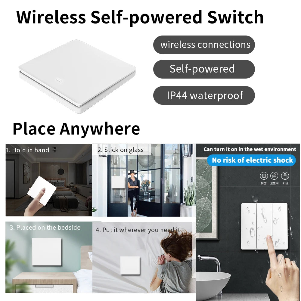 Tuya Smart Switch No Battery Required Push Button Panel Light Switches WiFi Wireless Remote Timing Relay Aleax Wall Switch