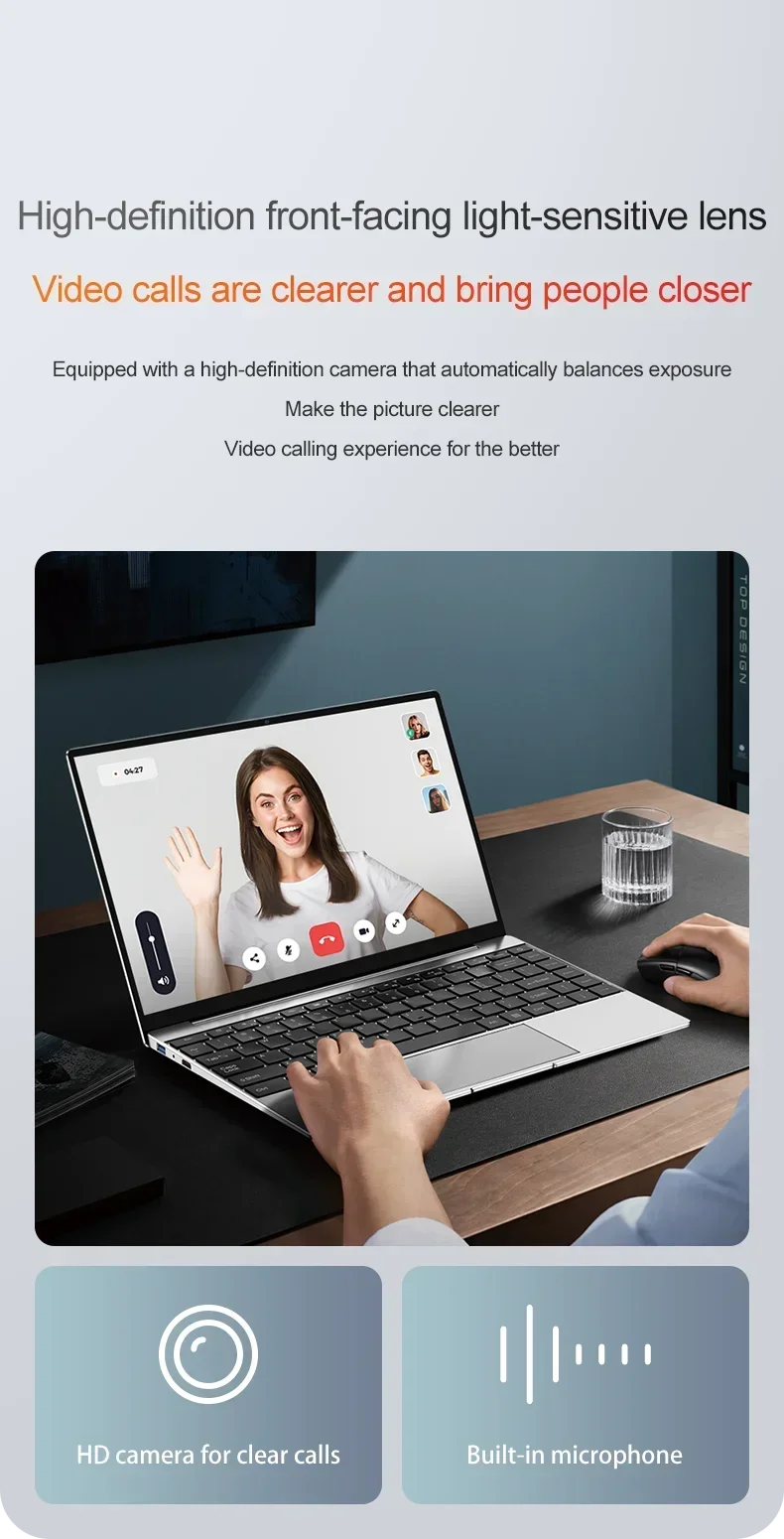 14.1" Ultra Slim Laptop 16GB RAM 2TB SSD Intel N3700 Notebook Gamer 1920*1080 Display Office Study Computer PC Windows 11 Pro