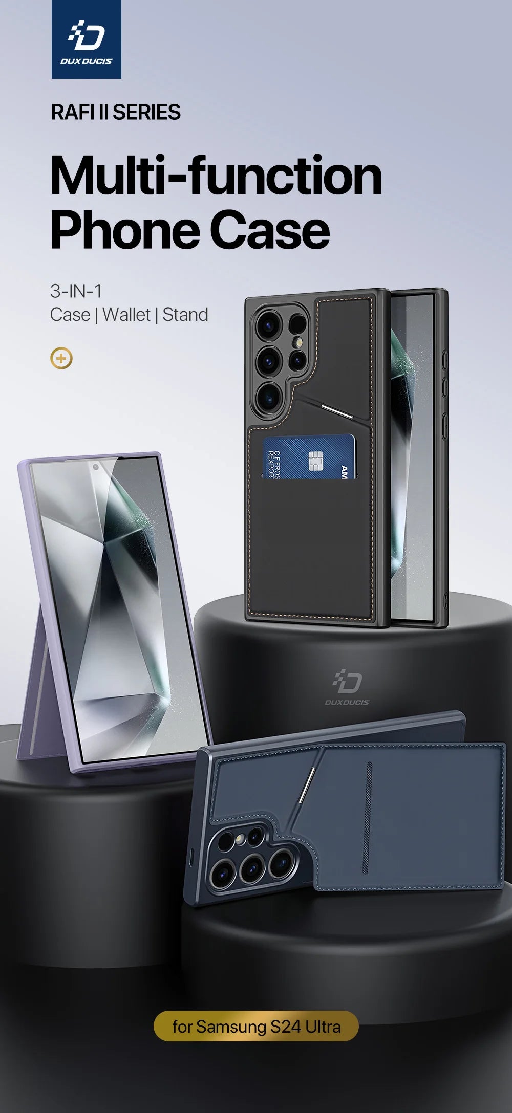 DUX DUCIS Magnetic Case For Samsung S24 Ultra, Samsung S24 Plus, Samsung S24, Case Phone Stand Wallet 3in1