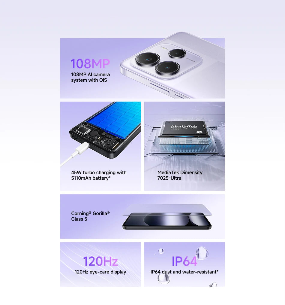 Redmi Note 14 5G Xiaomi Global Version MediaTek Dimensity 7025 Ultra 108MP Camera 45W Turbo Charging 5110mAh Battery Smartphone